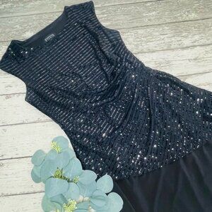 En Focus Studio Sequin Ruched Side Sleeveless Dress